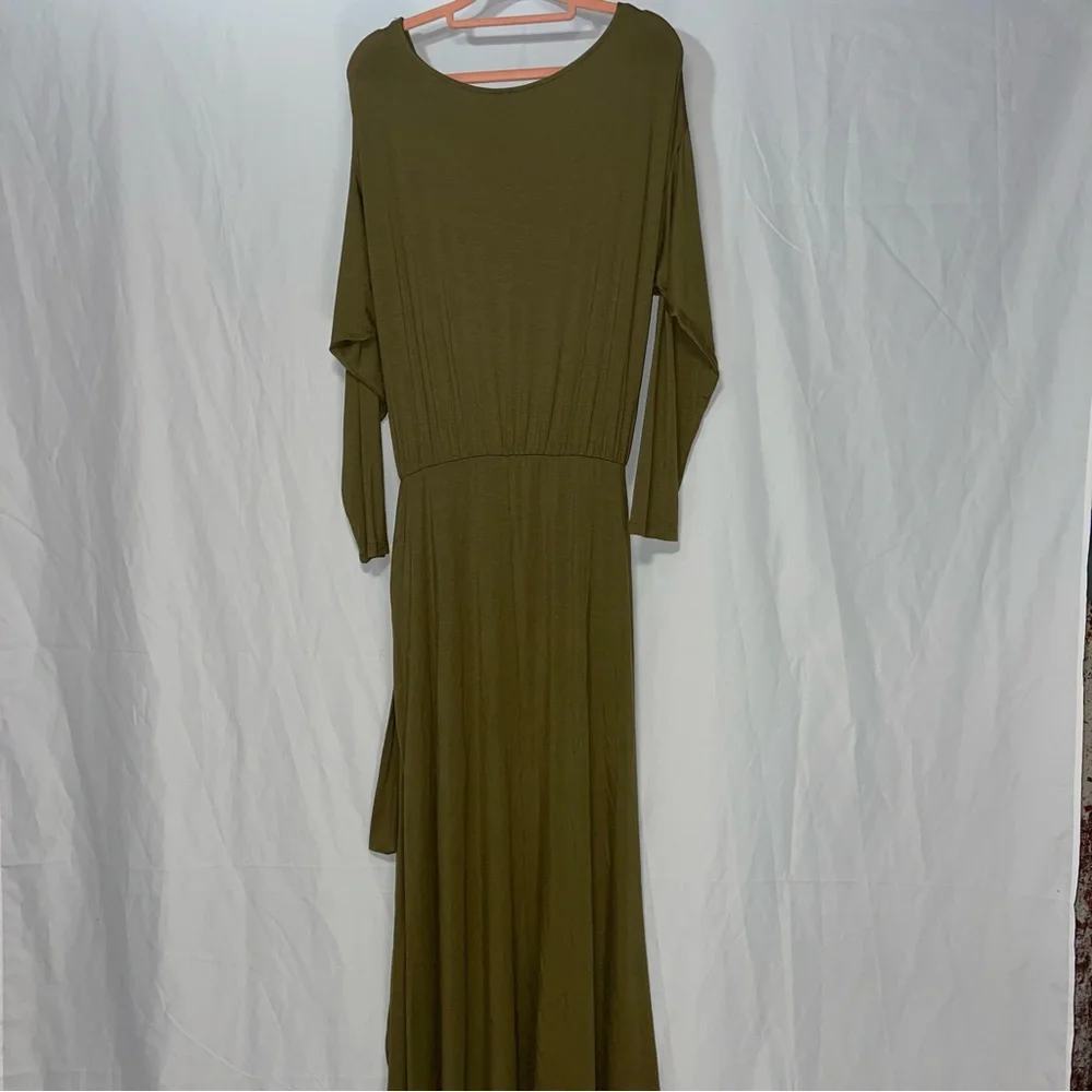 NEW FREE PEOPLE ALYSSA LONG SLEEVE WRAP DRESS OLIVE size small NWT - Picture 5 of 8